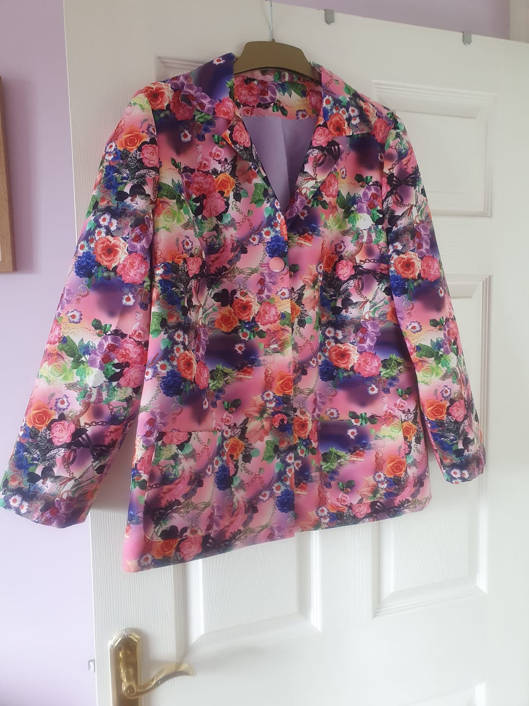 Customer photo review of Pink and Orange Floral Cotton-Touch Polyester Fabric