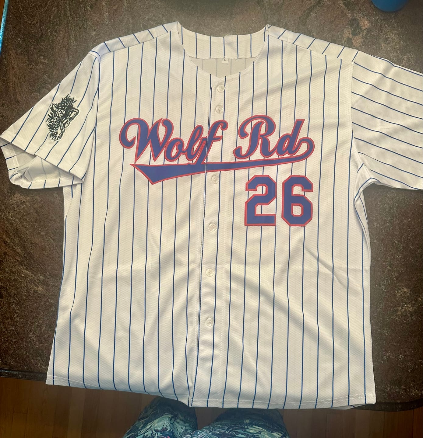 Customer photo review of Custom White Royal-Red Stripe Fashion Authentic Baseball Jersey