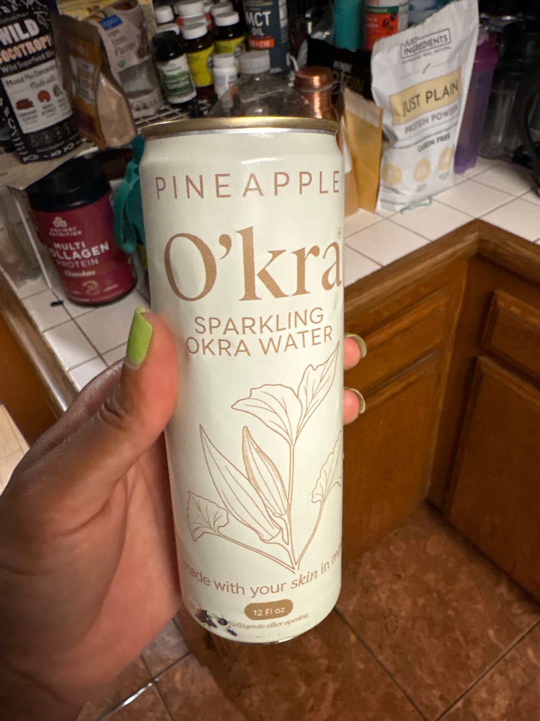 Customer photo review of O’kra – Sparkling Okra Water (Pineapple) | Hydration & Skin Health