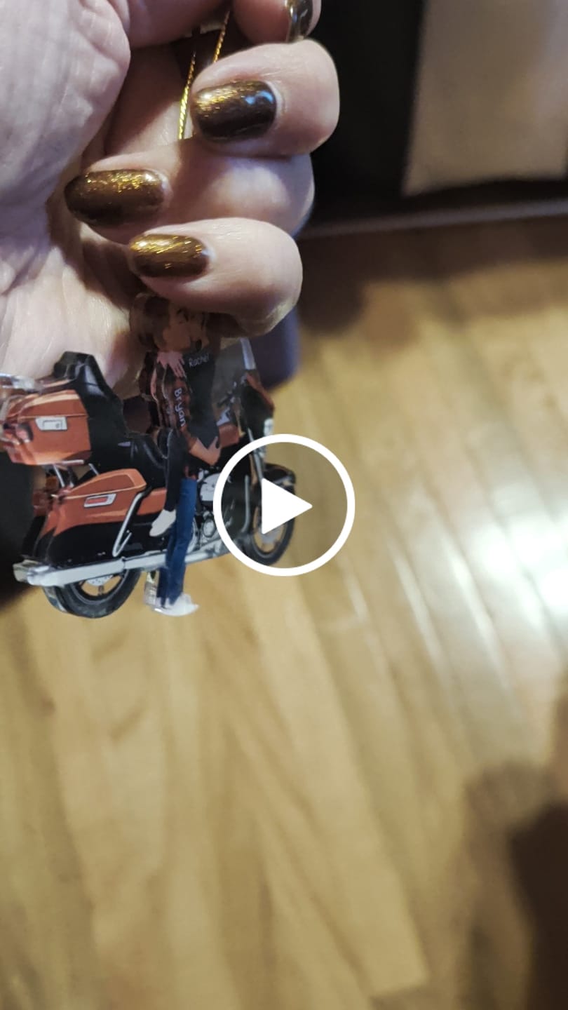 Customer video review of Kissing Hugging Doll Motorcycle Couple - Personalized Car Ornament