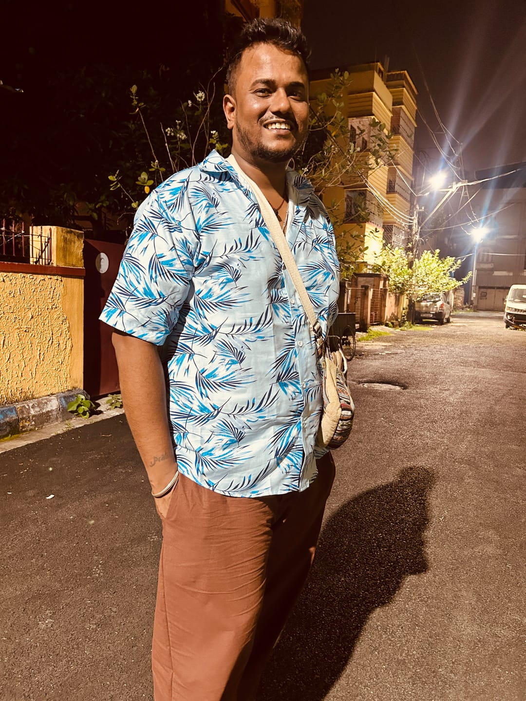 Customer photo review of Men Mauve Brown Cotton Pant
