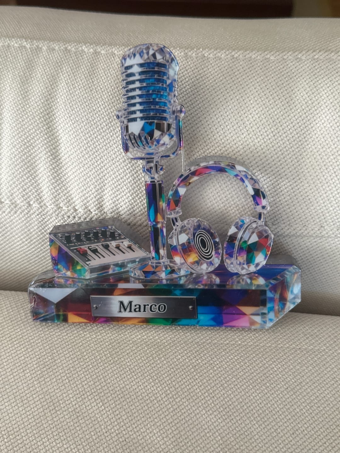 Customer photo review of Microphone Headphone - Personalized Custom Shaped Acrylic Plaque