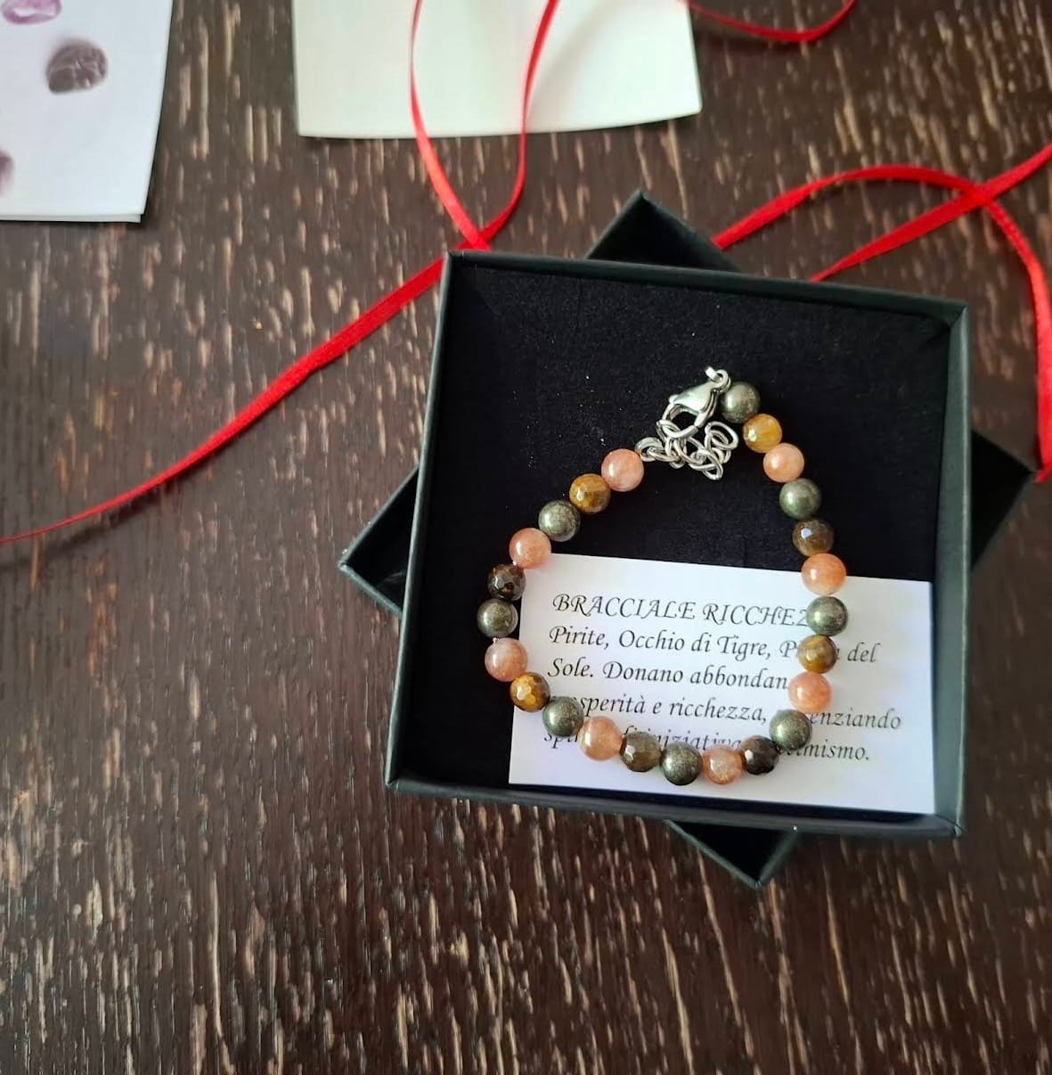 Customer photo review of Bracciale Ricchezza - Pirite, Occhio di Tigre, Pietra del Sole - LIMITED EDITION