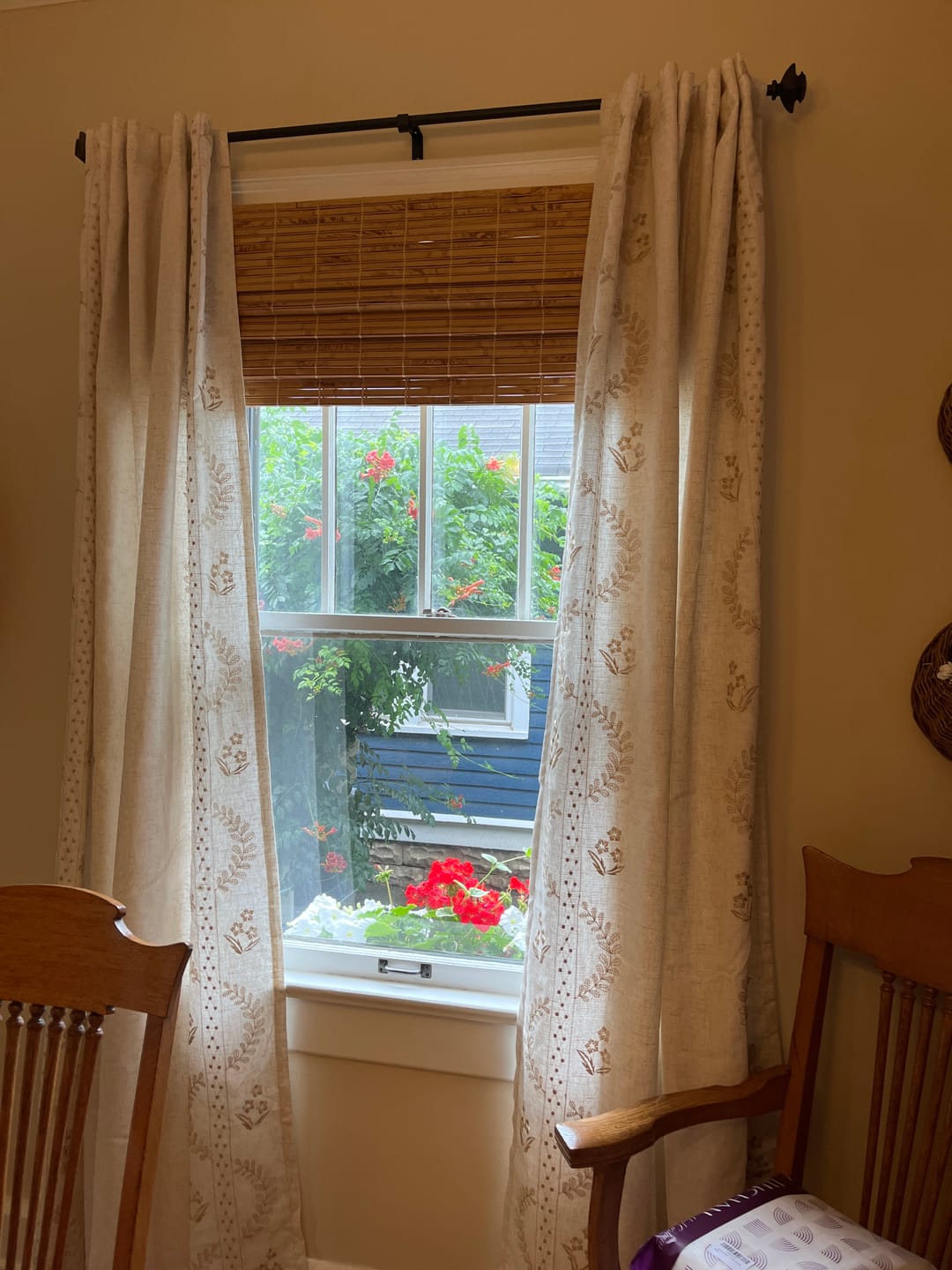 Customer photo review of Vintage Lined Embroidered Botanical Border Curtains
