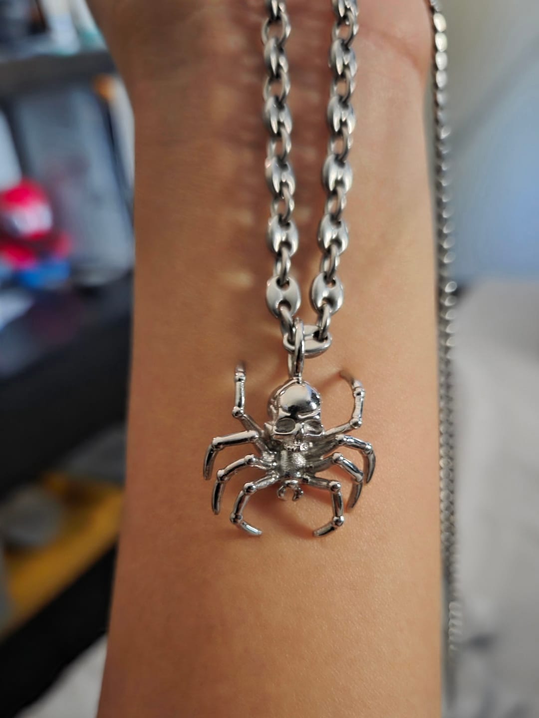 Customer photo review of SPIDER SKULL PENDANT