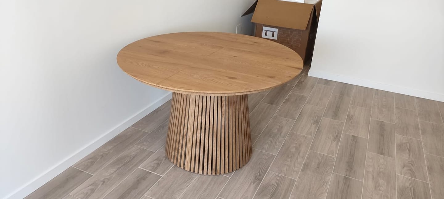 Customer photo review of Mesa de comedor redonda extensible 120-160-200cm Eleganza