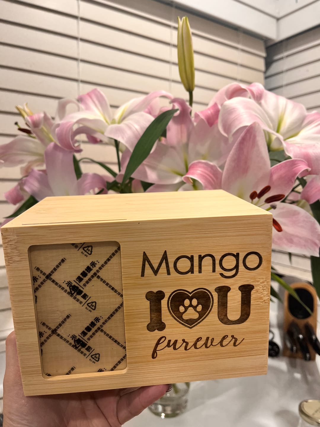 Customer photo review of Pet Memorial - I Love You Furever - Personalised.