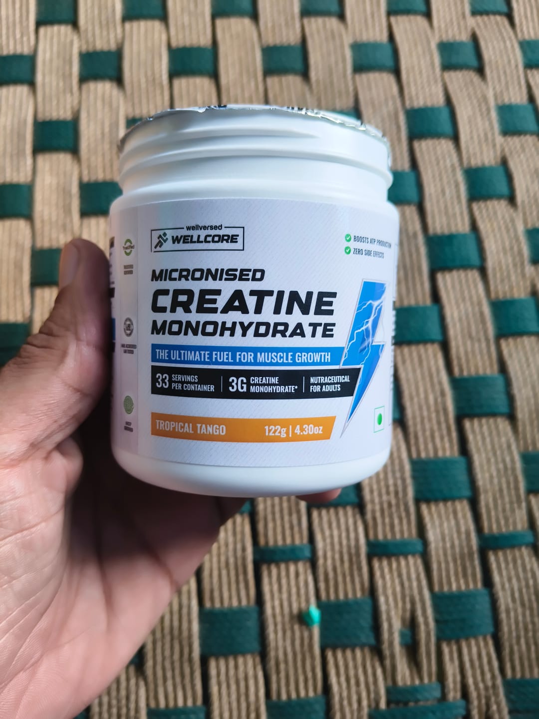 Customer photo review of Wellcore - Pure Micronised Creatine Monohydrate (122g, 33 Servings) Tropical Tango