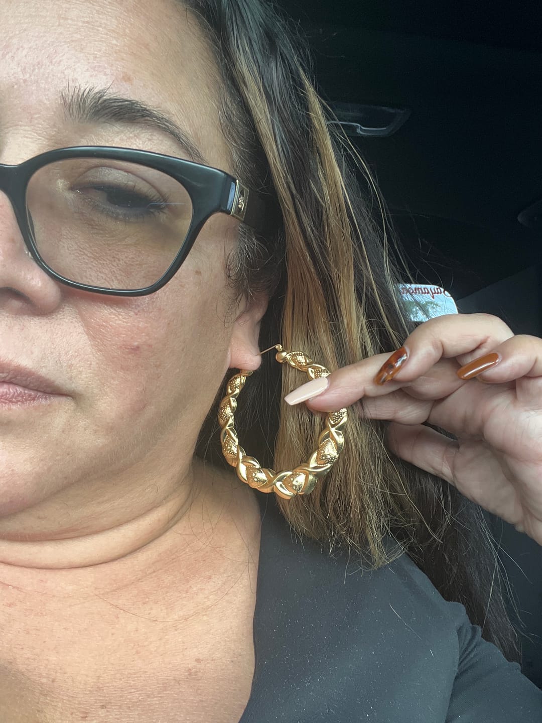 Customer photo review of XOXO Hoop Earrings