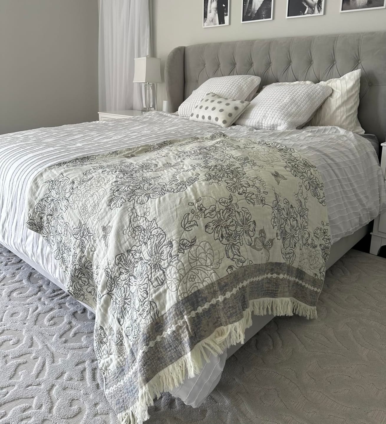 Customer photo review of Floral Butterfly Muslin Cotton Throw Blanket