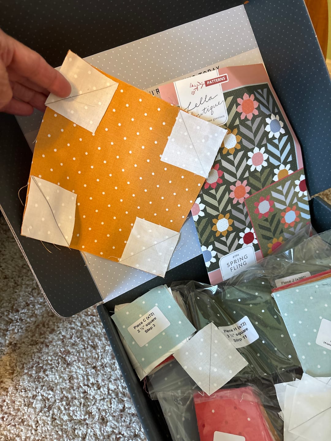 Customer photo review of Spring Fling Sew-Ready Quilt Kit: Moda Magic Dot Edition