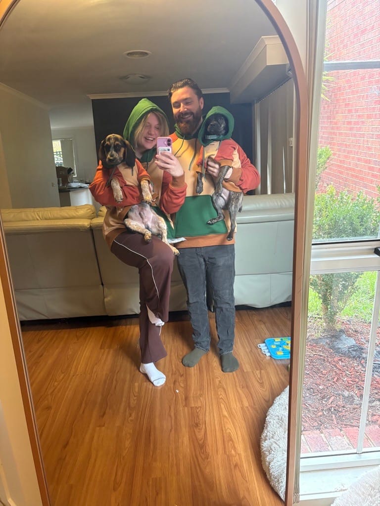 Customer photo review of Color Block Human Hoodies