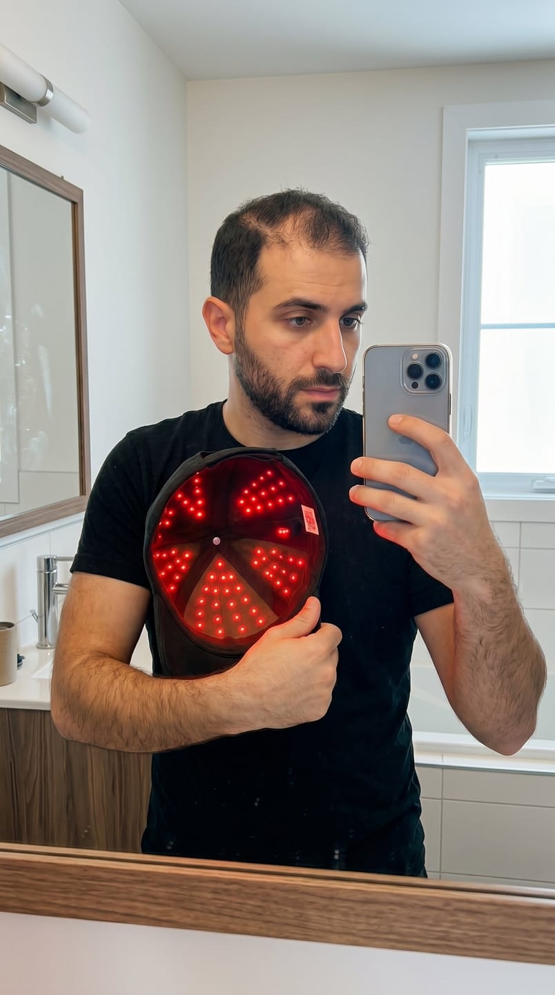 Customer photo review of Madoise Red Light Cap