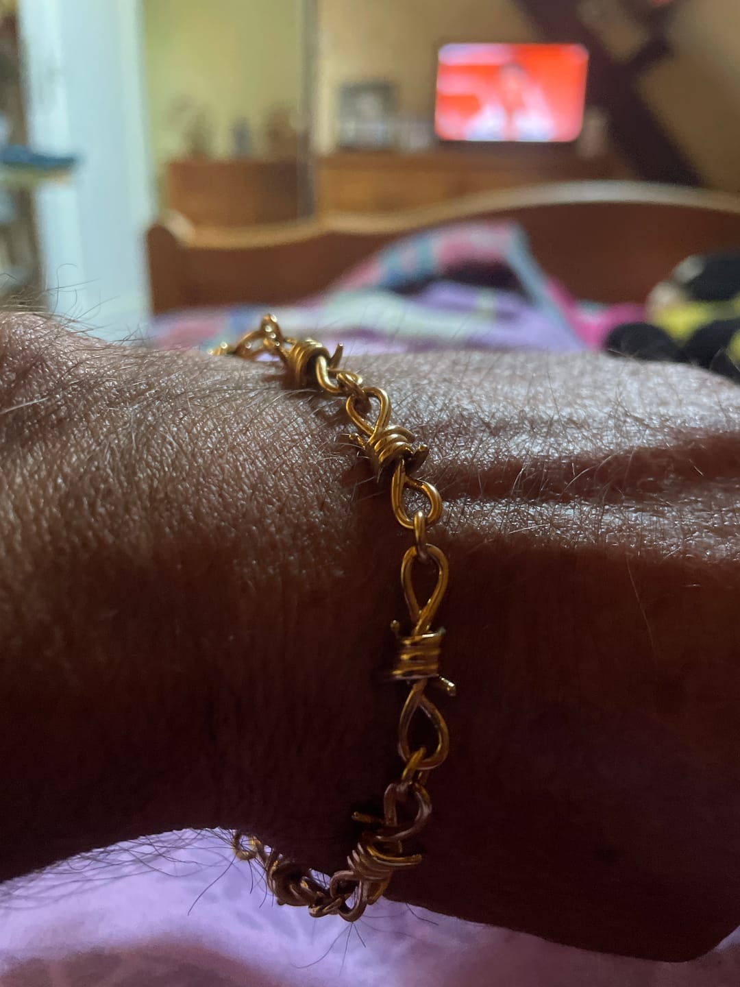 Customer photo review of Barbed Wire Bracelet (Gold)