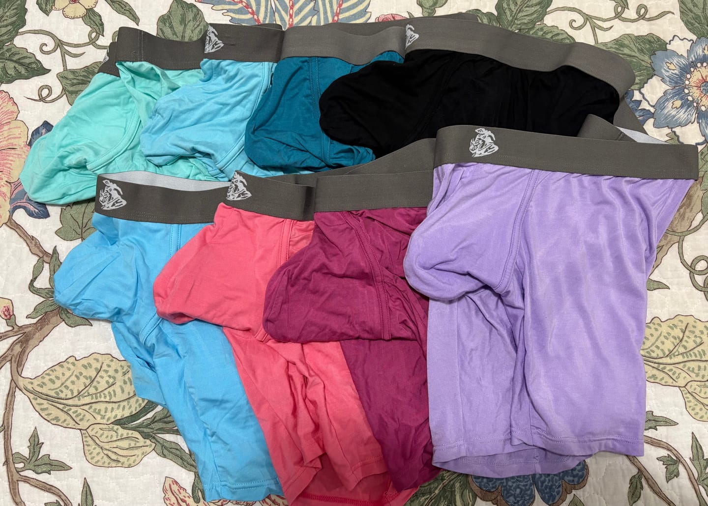 Customer photo review of Modal 7in Boxer Briefs No Fly 3pk Red/Purple/Sky Blue