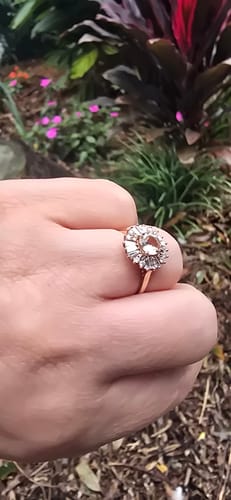 Customer photo review of Morganite & 0.50ct TW Diamond Ballerina Ring in 9ct Rose Gold