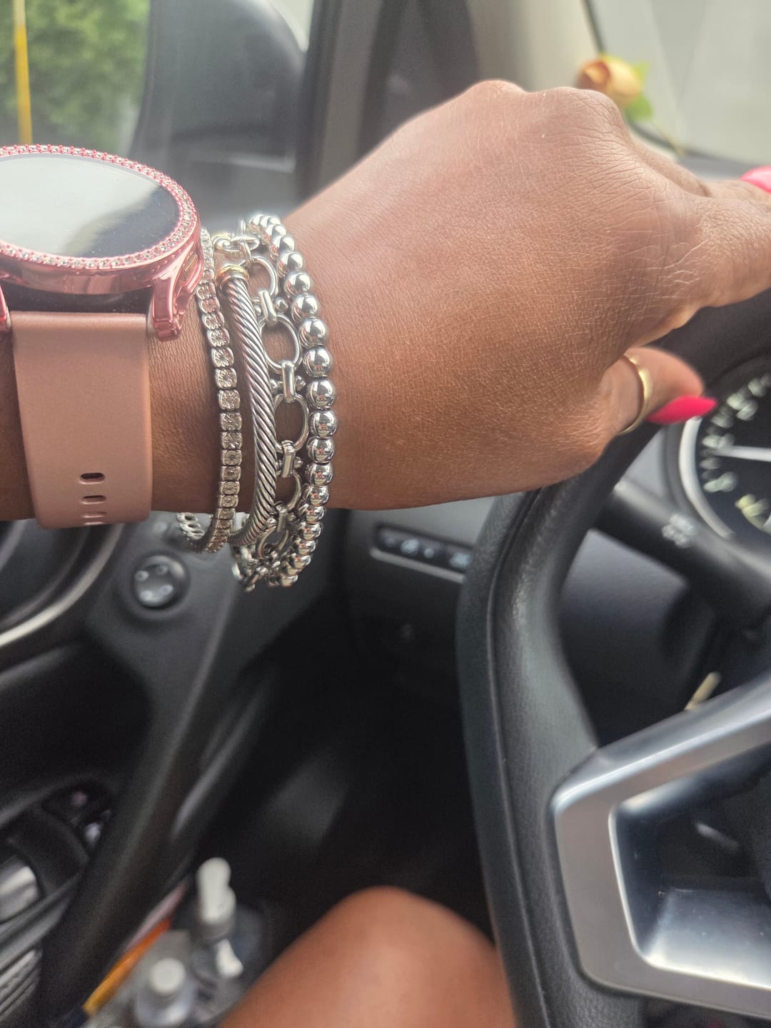 Customer photo review of Chrisette Stainless Steel Bracelet Stack