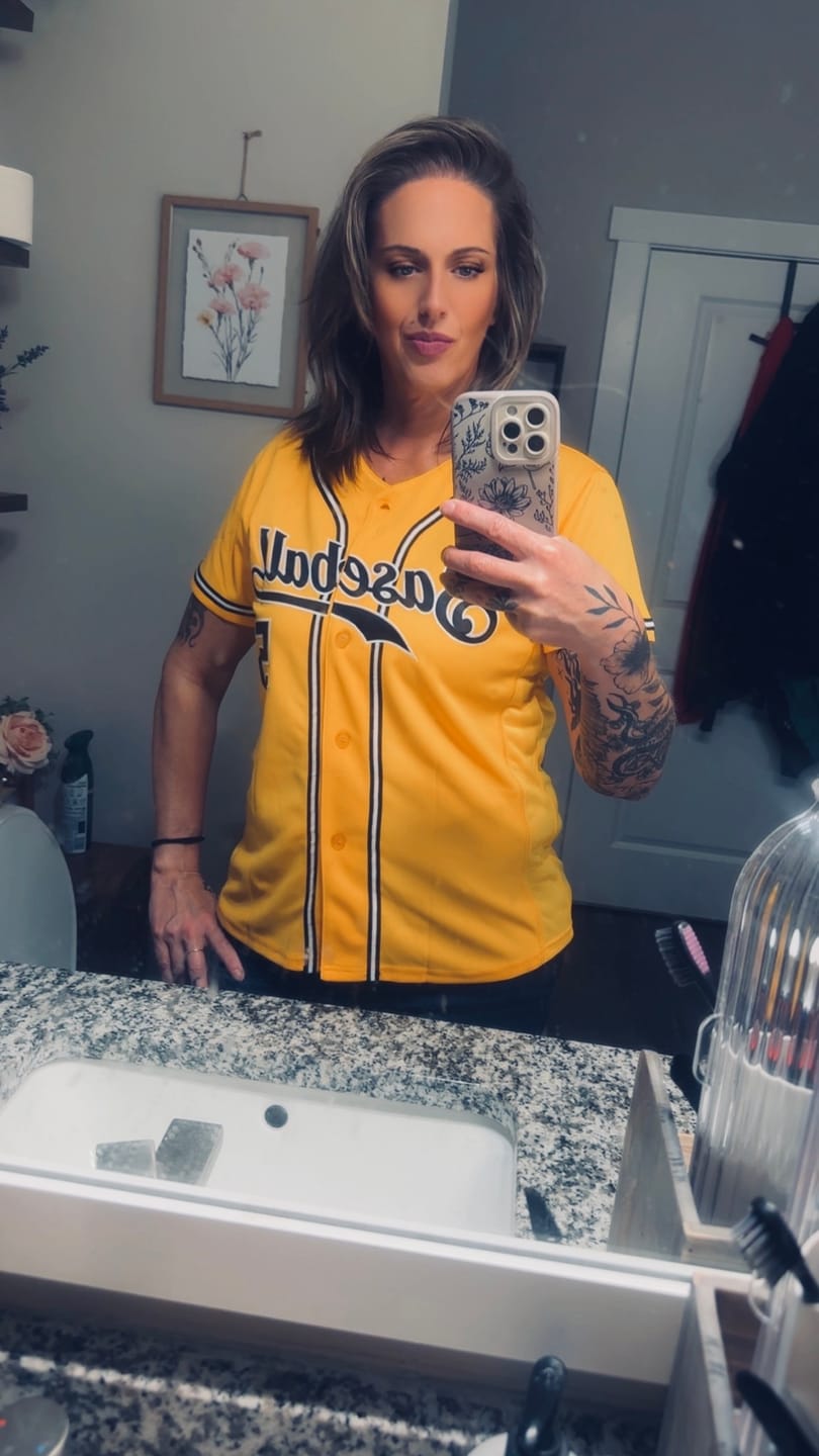 Customer photo review of Custom Yellow Black-White Classic Style Authentic Baseball Jersey