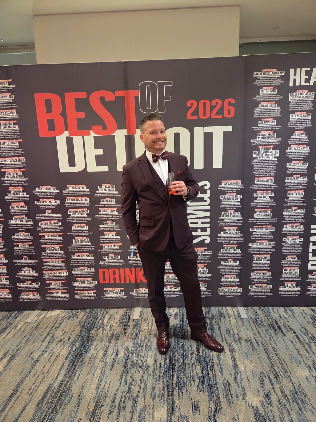 Customer photo review of Men's Color of Red Rhinestone Bow Tie Pocket Square