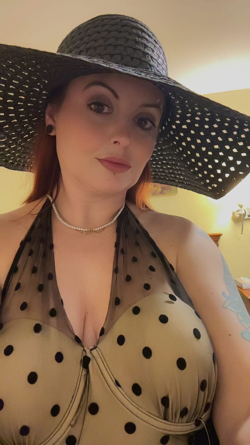 Customer photo review of Black 1950s Halter Polka Dots Mesh Swimsuit
