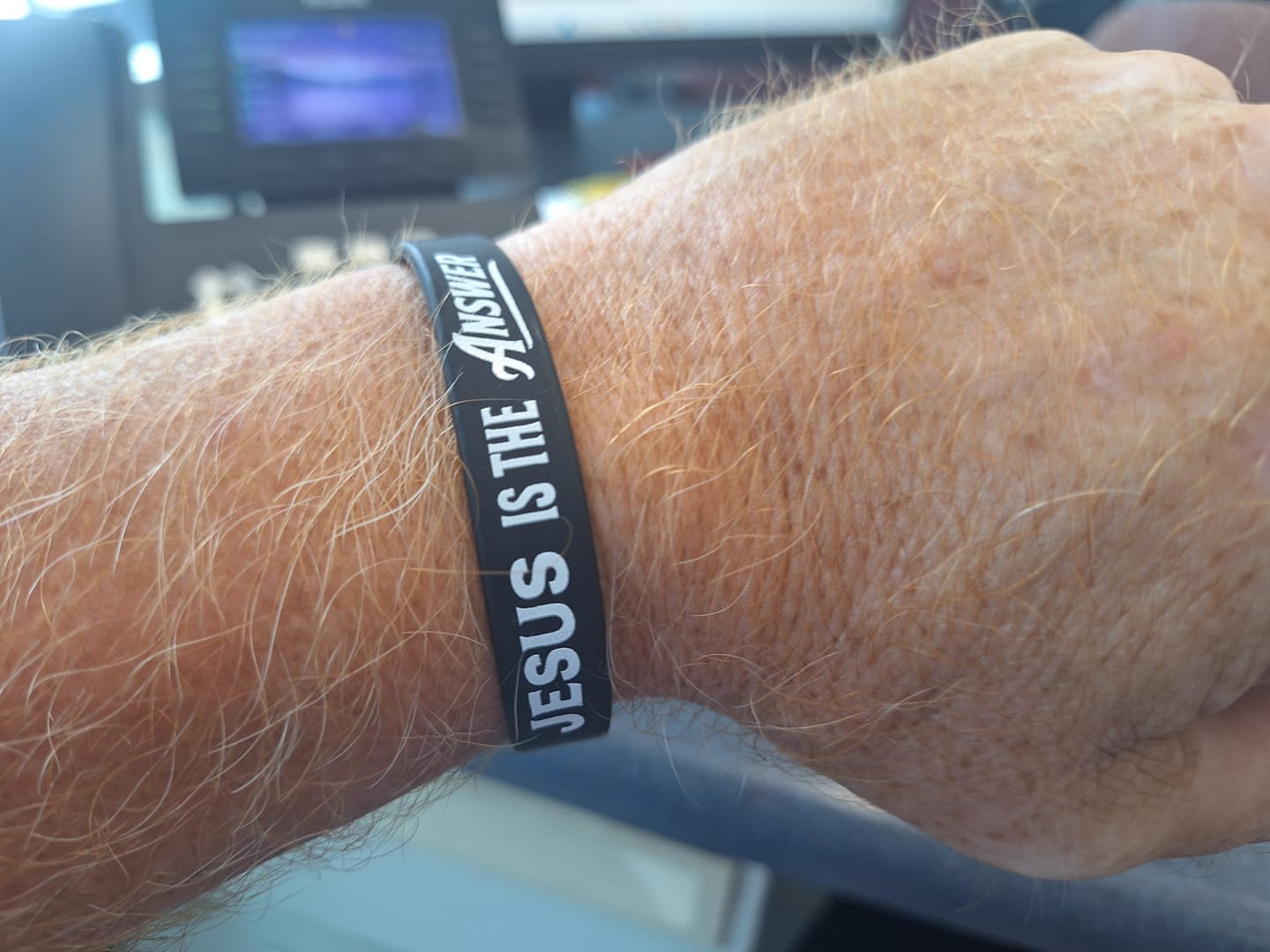 Customer photo review of Jesus Is The Answer Wristband