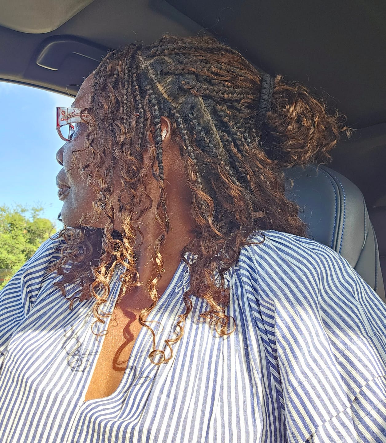 Customer photo review of 14" Swiss HD Full Lace Boho Box Braided Wig With Drawstring Cap