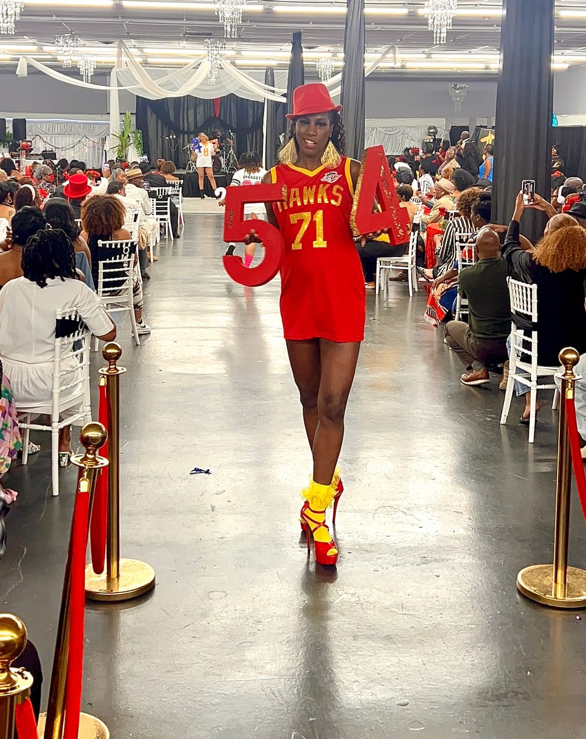 Customer photo review of Custom Red Gold Women Basketball Jersey Sequined Dress