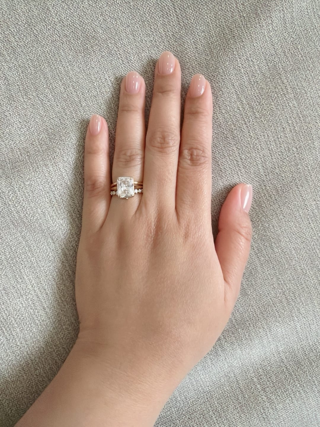 Customer photo review of Radiant Solitaire Diamond-Inspired Ring 3ct