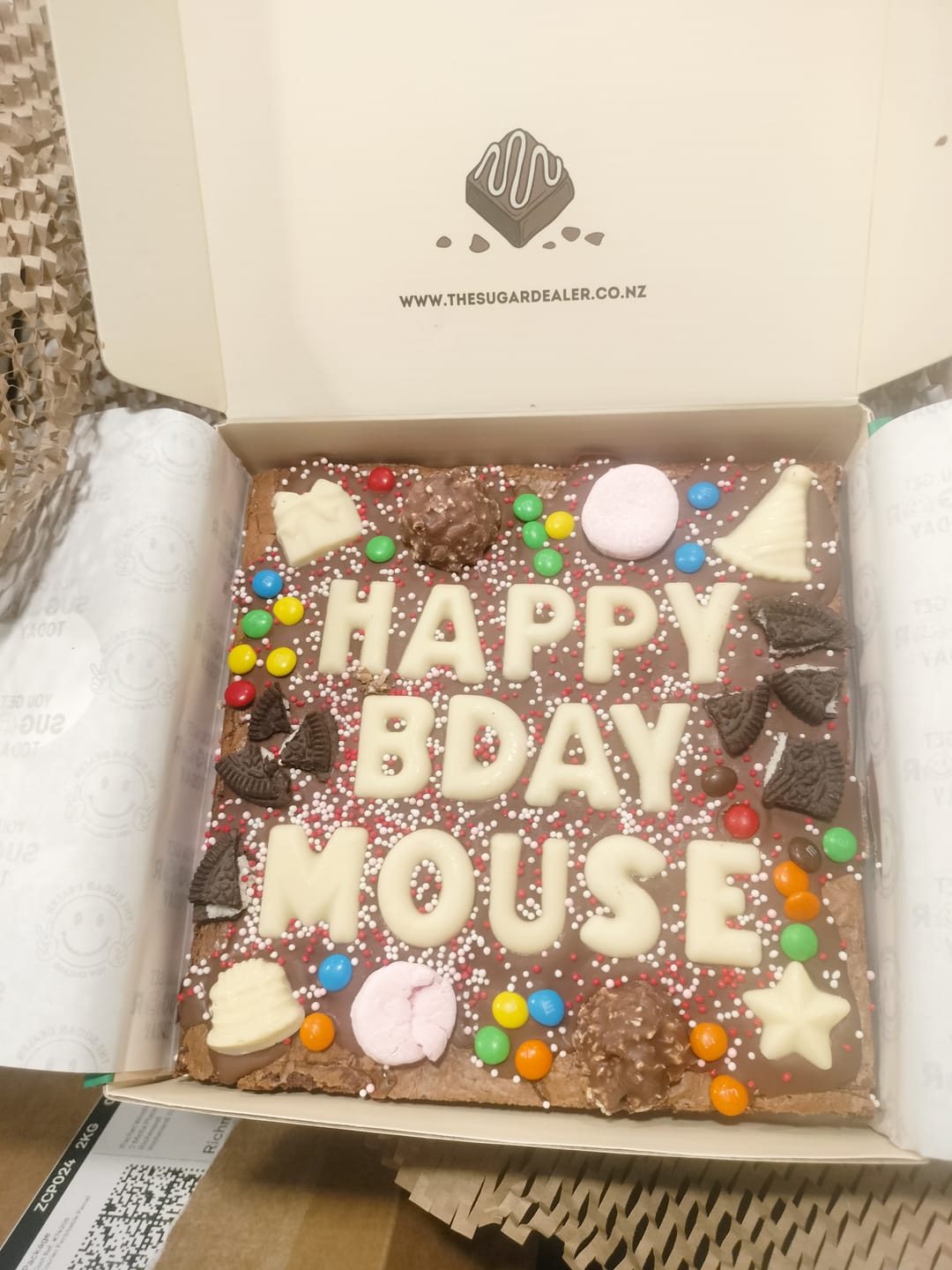 Customer photo review of Custom message birthday brownie