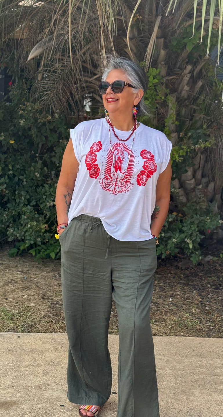 Customer photo review of Guadalupana Flowy Muscle Tank