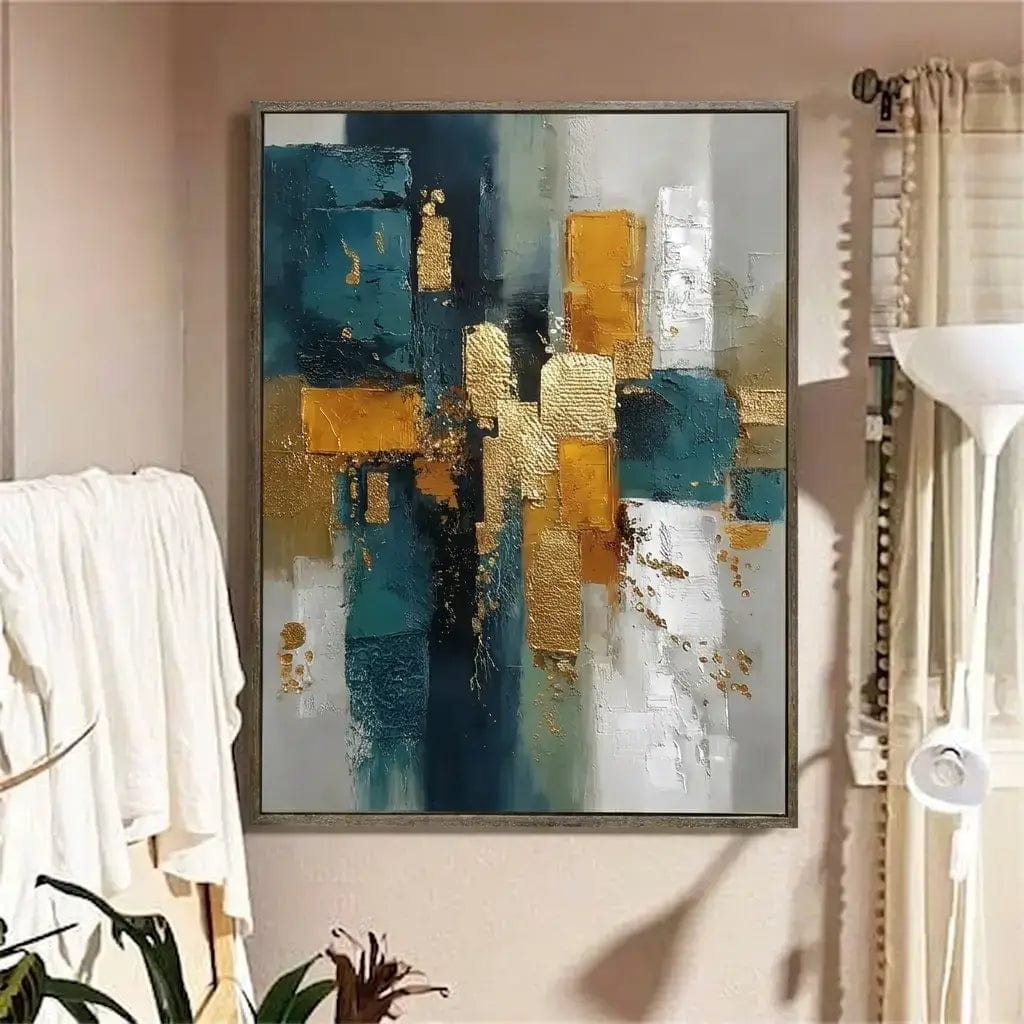 Customer photo review of Gilded Teal Layers Abstract Wall Art