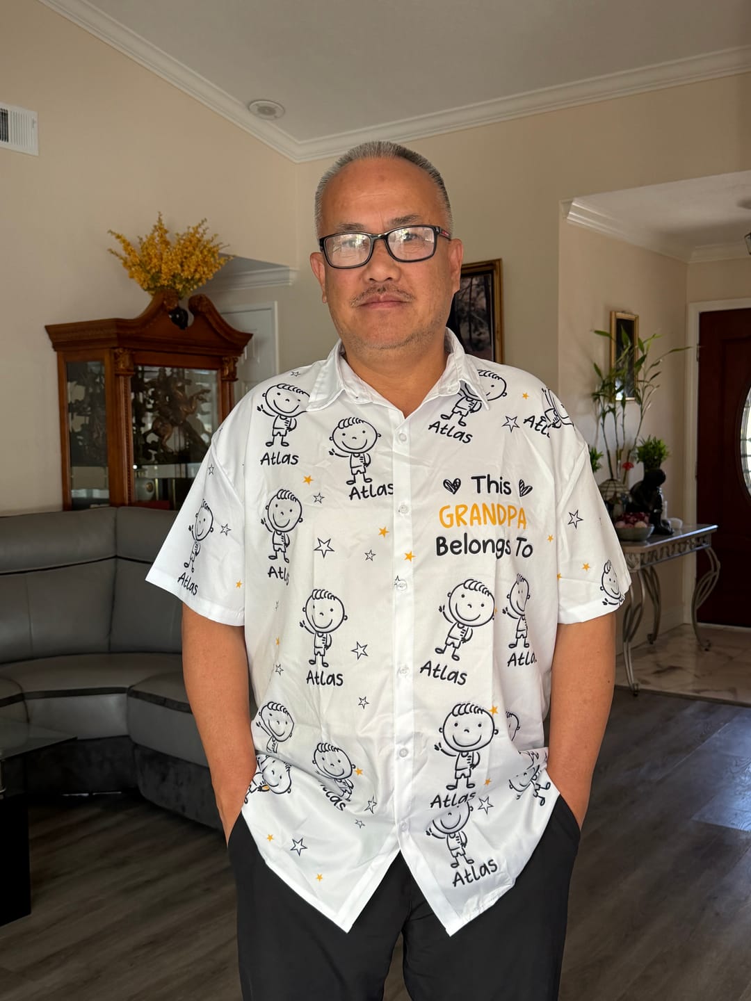 Customer photo review of Personalized Hawaiian Shirt- This Grandpa Belongs To Doodle
