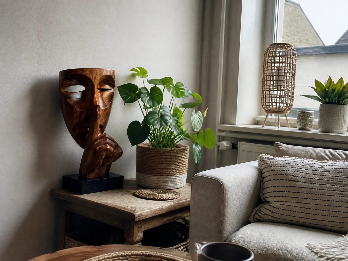 Customer photo review of Polished Silence Mask Sculpture