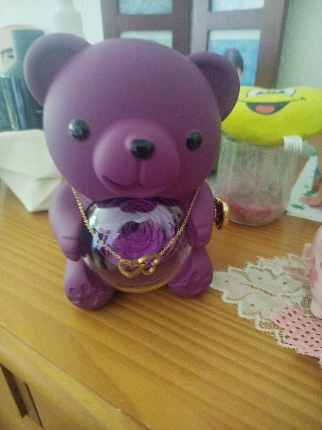 Customer photo review of Eternal Rose Bear & Personalized Necklace
