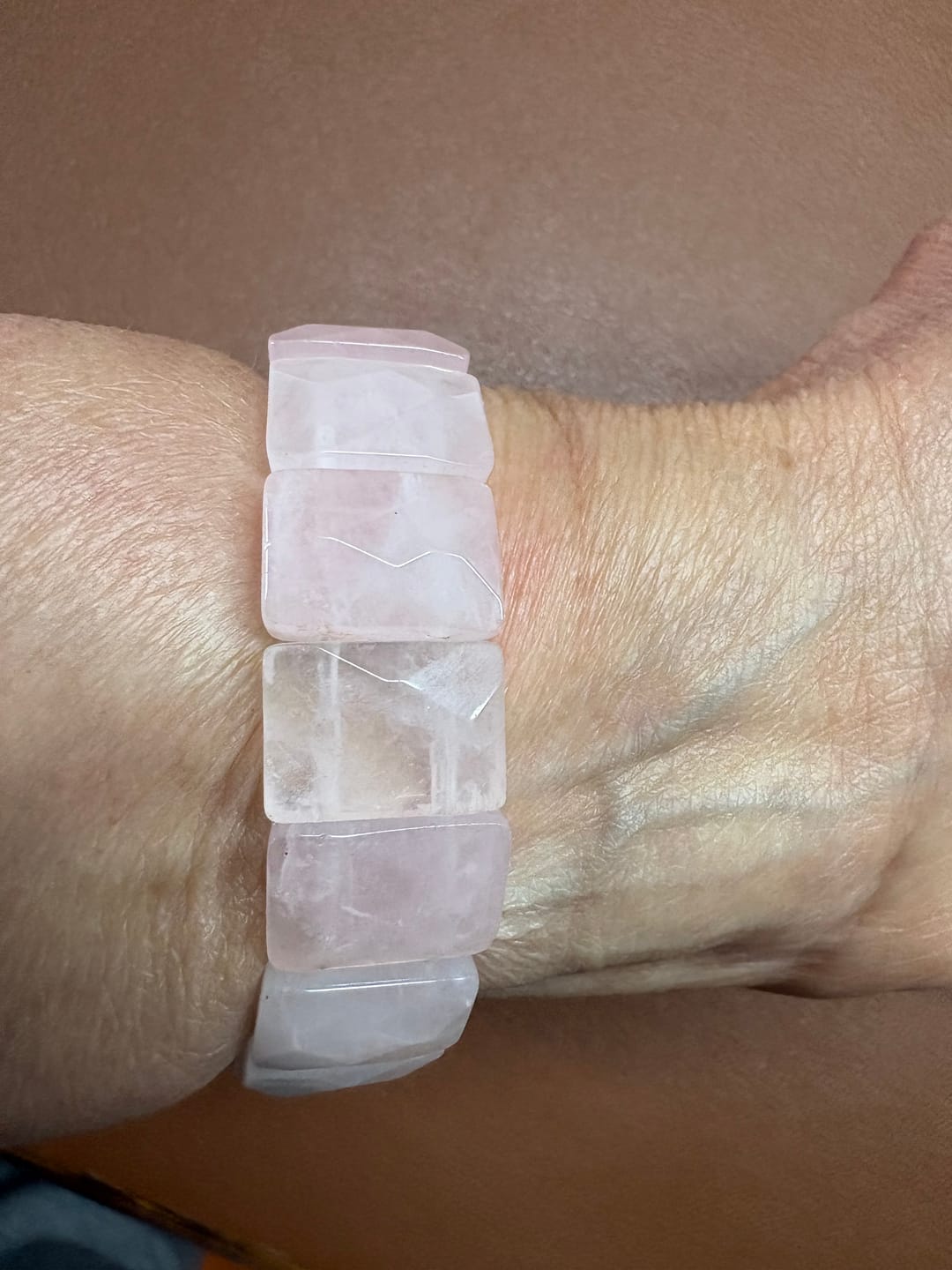 Customer photo review of Blush Love Quartz Stretch Apple Watch Strap