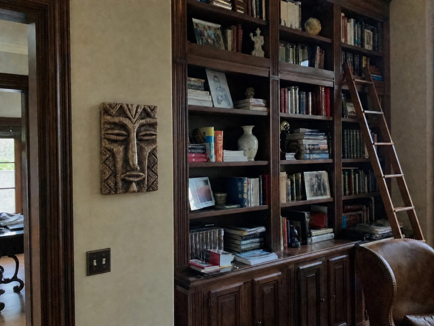 Customer photo review of Ancestral Geometric Tribal Relief Mask  Wood Sculpture