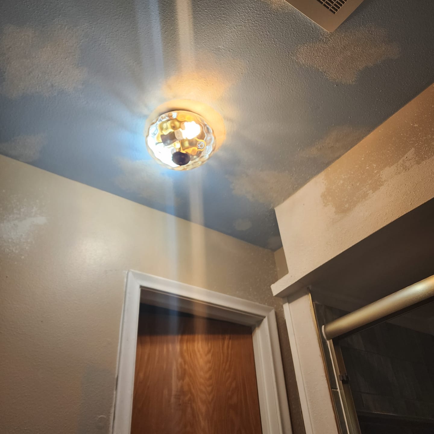 Customer photo review of 2-light Hammered Glass Flush Mount Ceiling Light