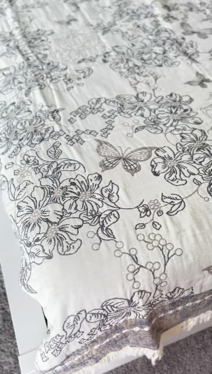 Customer photo review of Floral Butterfly Muslin Cotton Throw Blanket