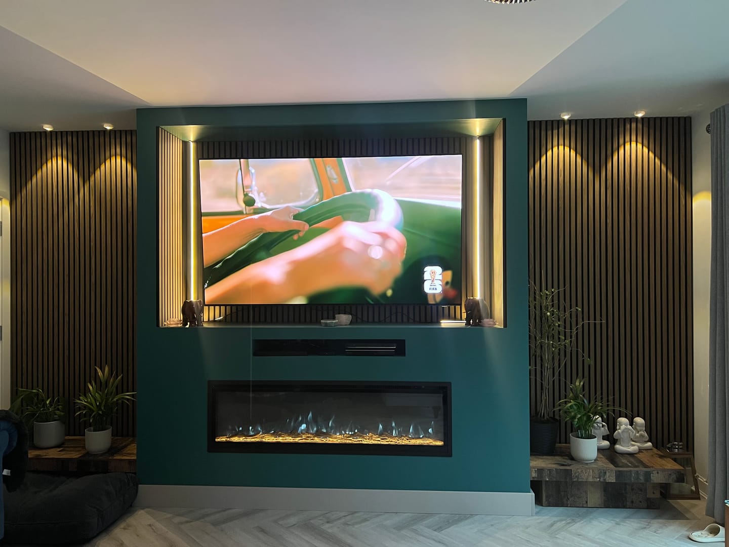 Customer photo review of SlatWall Acoustic Deep Walnut Slatted Wall Panel