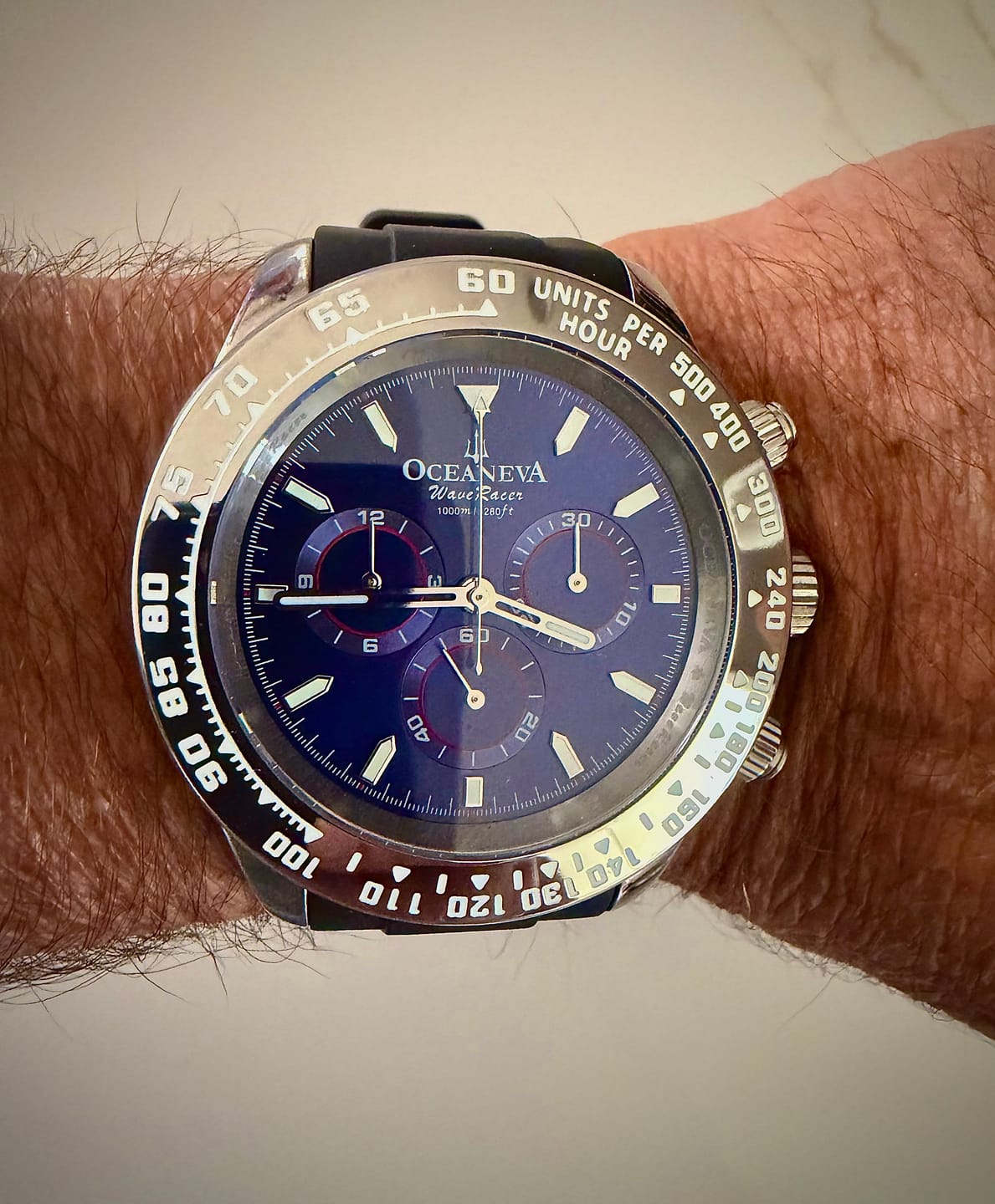 Customer photo review of Oceaneva WaveRacer 1000m Mechanical Chronograph Automatic Grade 5 Titanium Watch Dark Blue