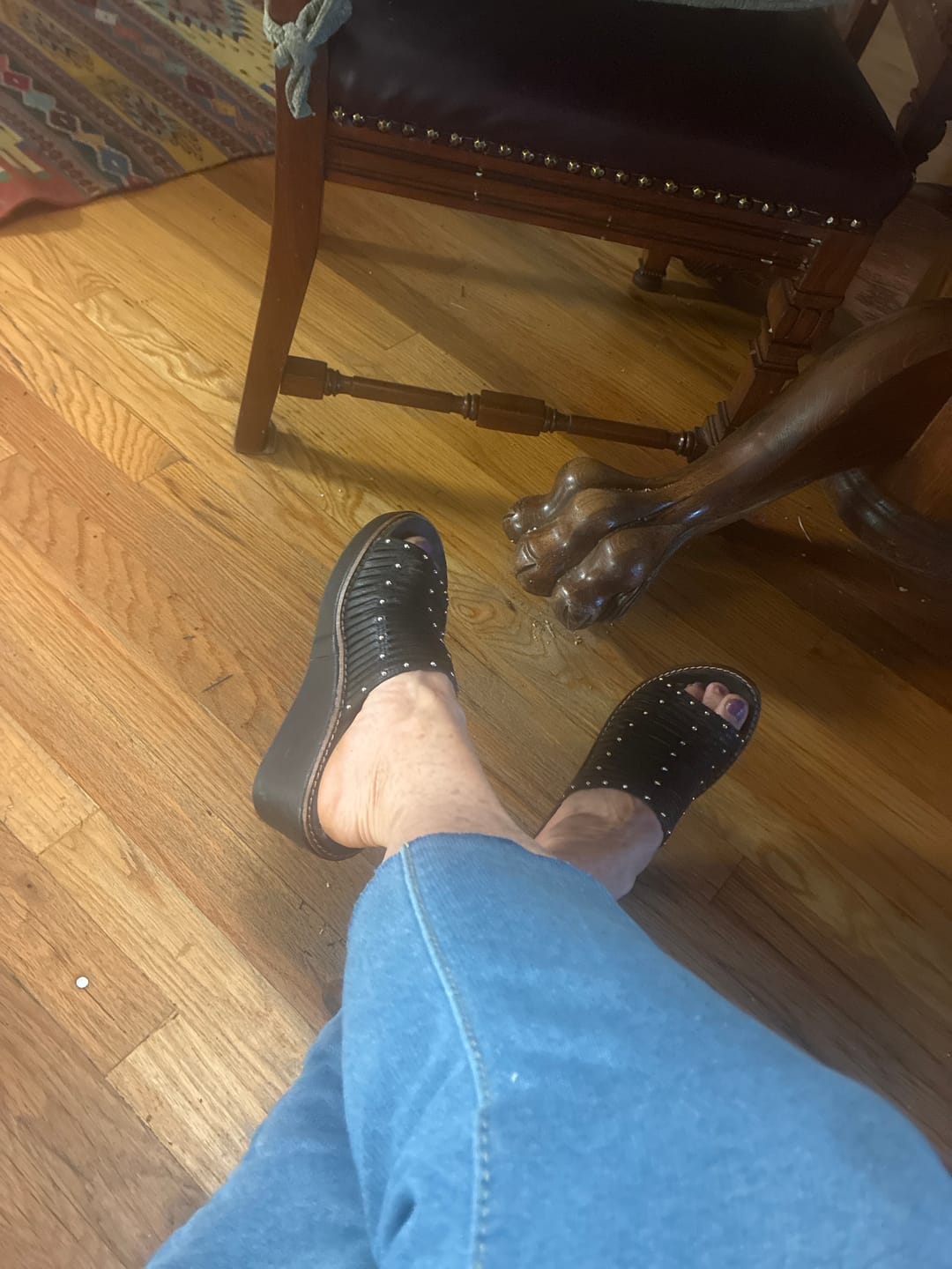 Customer photo review of Corky's Black Much Better Sandals