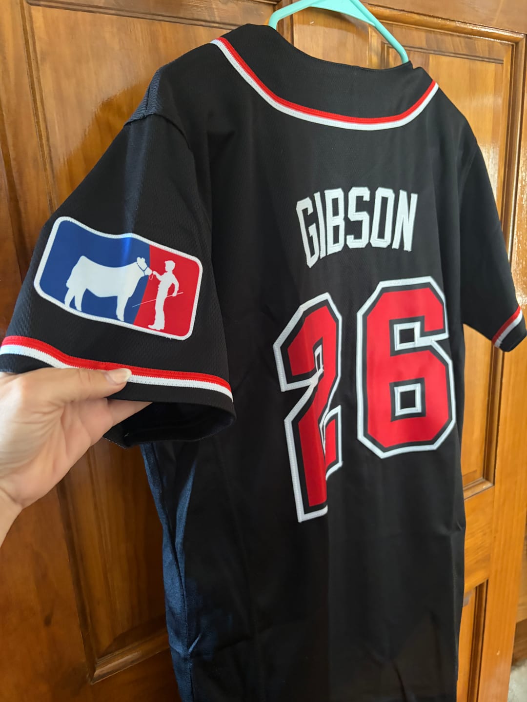 Customer photo review of Custom Black Red-White Classic Style Authentic Baseball Jersey