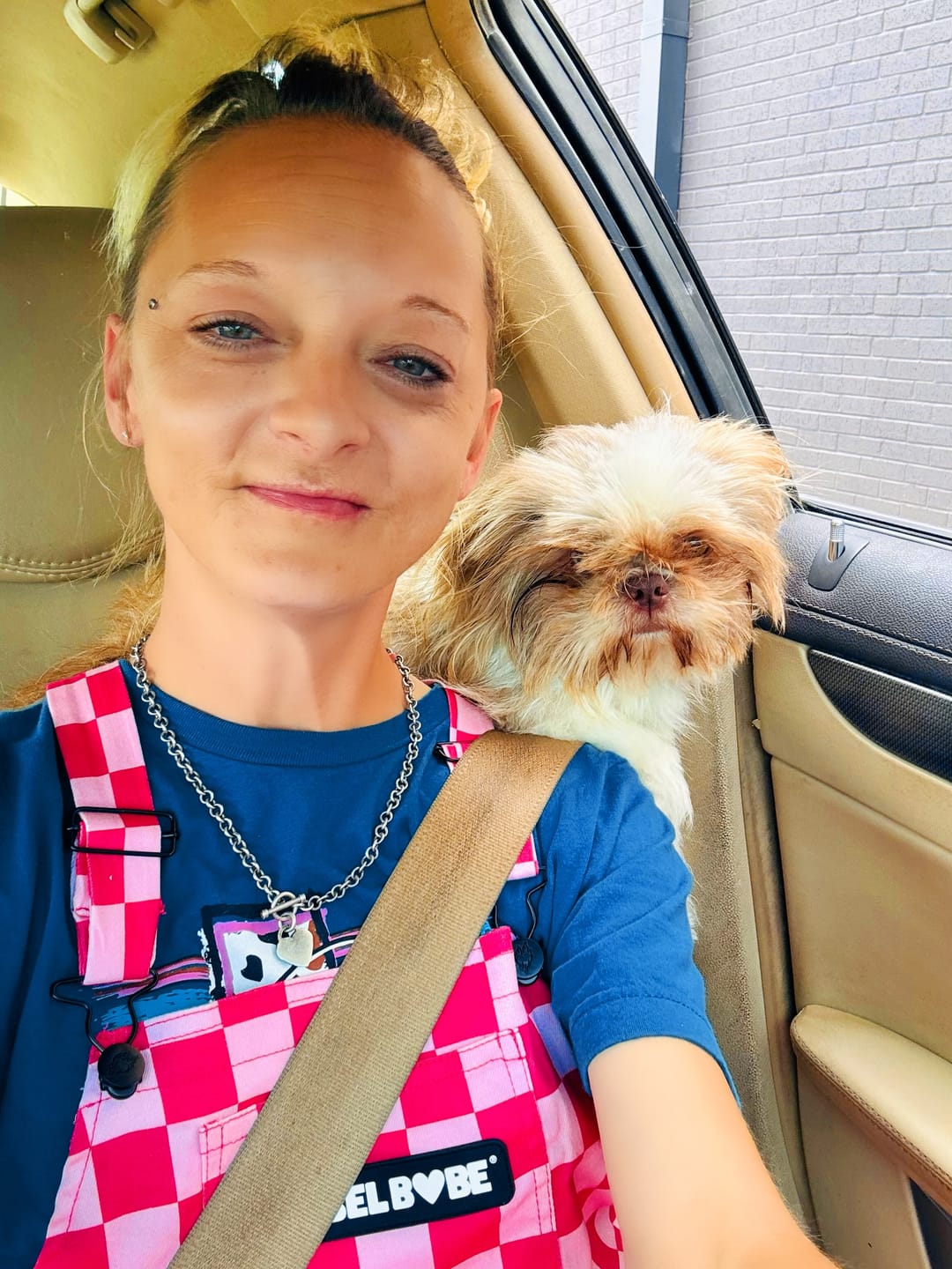 Customer photo review of Women's Overall in Bubble Gum Checkered