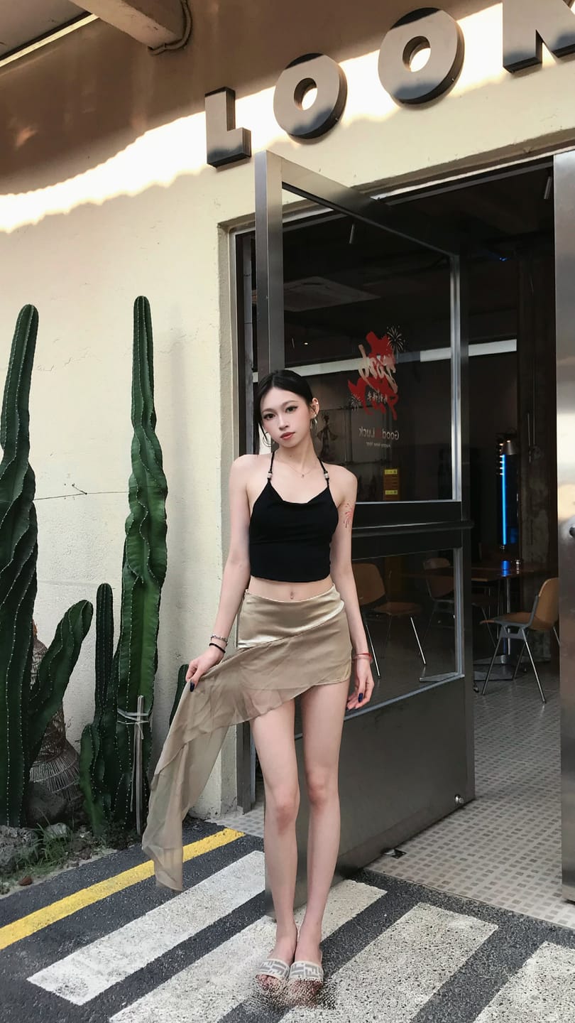 Customer photo review of Hydrae Metallic Drape Mini Skirt