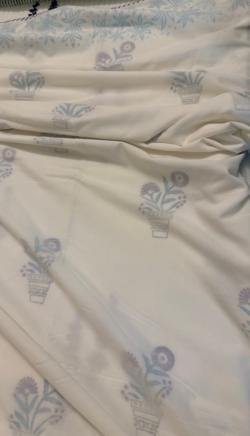 Customer photo review of Blooming Vase Organic Muslin Blanket — Hand Block Printed
