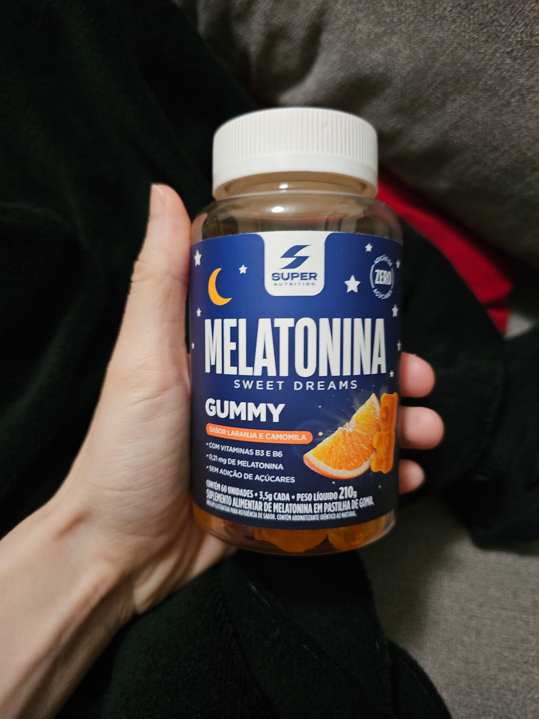 Customer photo review of Gummy Melatonina Laranja e Camomila (60 gomas)