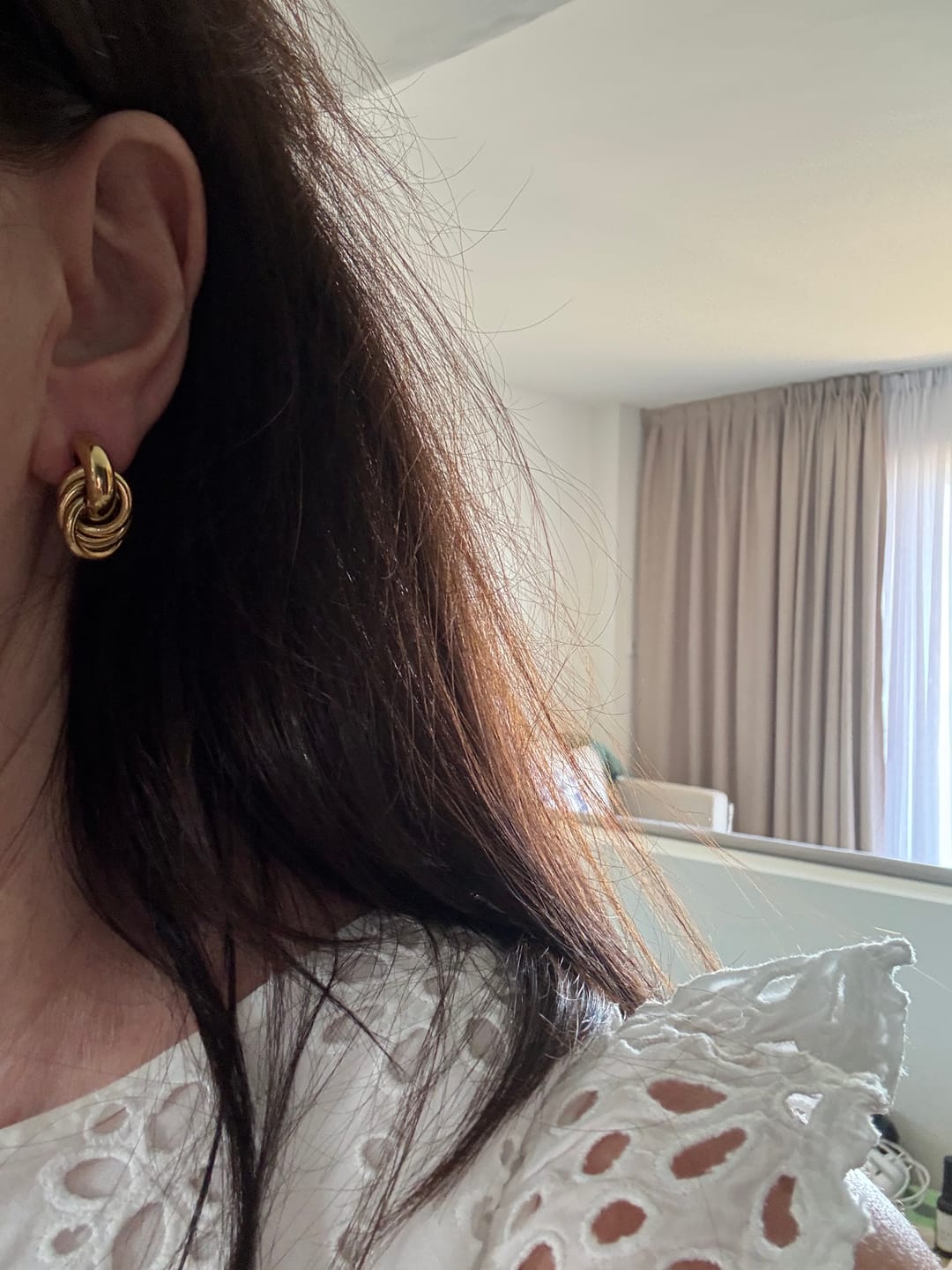 Customer photo review of Classic Knot Earrings