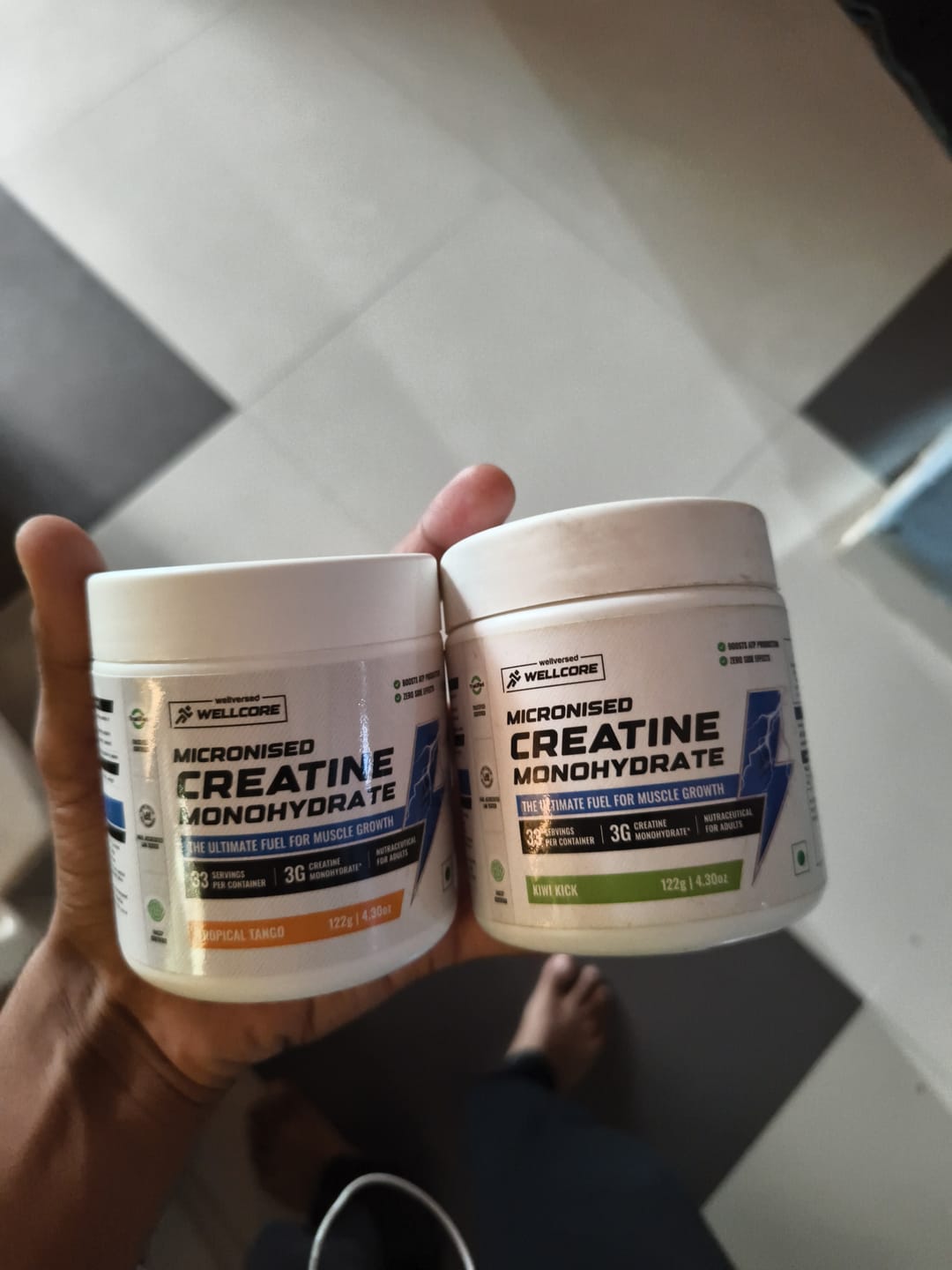 Customer photo review of Wellcore - Pure Micronised Creatine Monohydrate (122g, 33 Servings) Tropical Tango