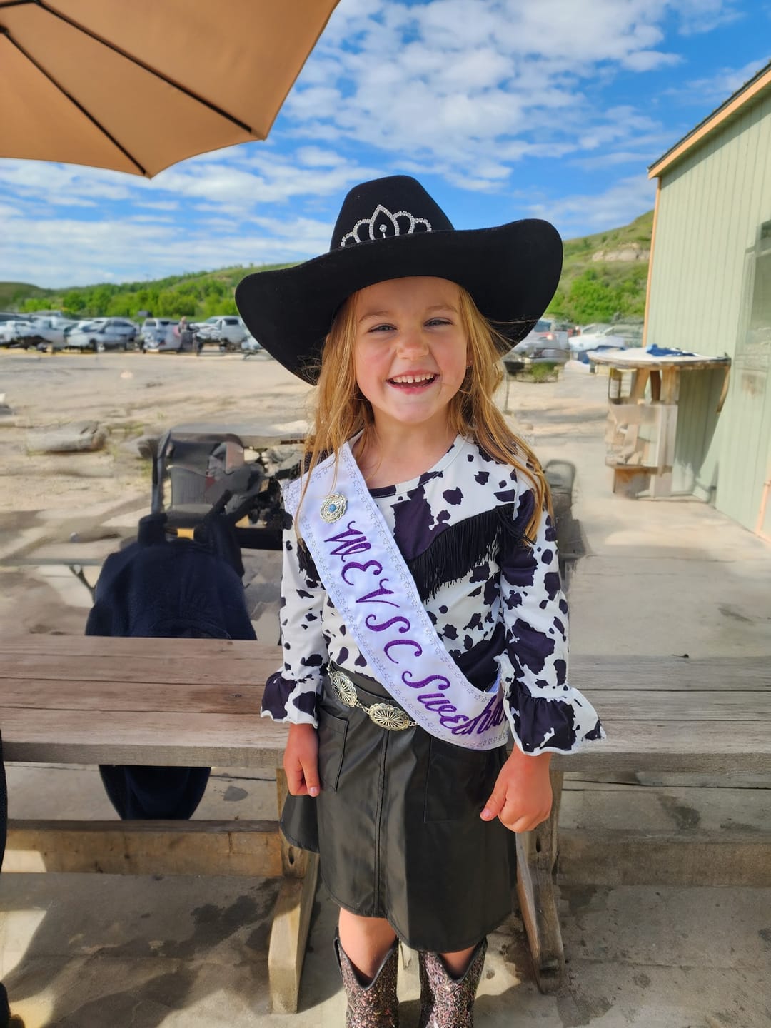 Customer photo review of Cowprint Long Sleeve Top (2T-5T)