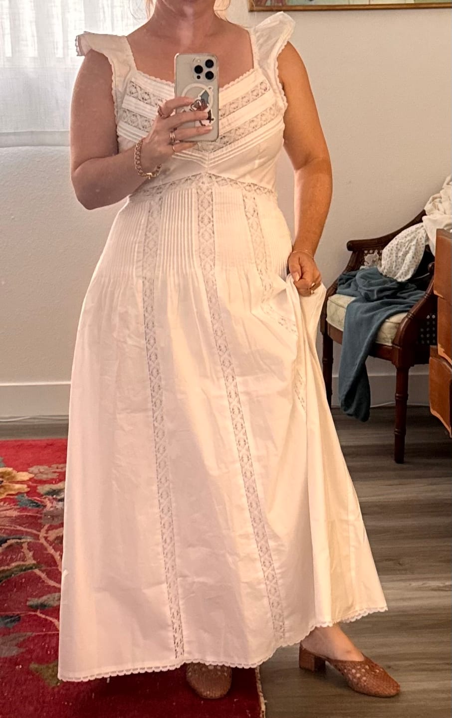 Customer photo review of The "Carmela" Soft White Cotton Maxi Dress